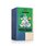 Green nine tea pack with sheep on the label, artistically arranged in a pyramid on a green background.